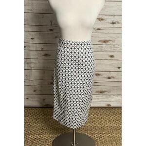 Zara Trafalac blue/white geometric textured bodycon pencil skirt Size Large